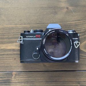 Konica AutoReflex TC 35mm SLR Camera with 2 Lenses, Flash and Strap